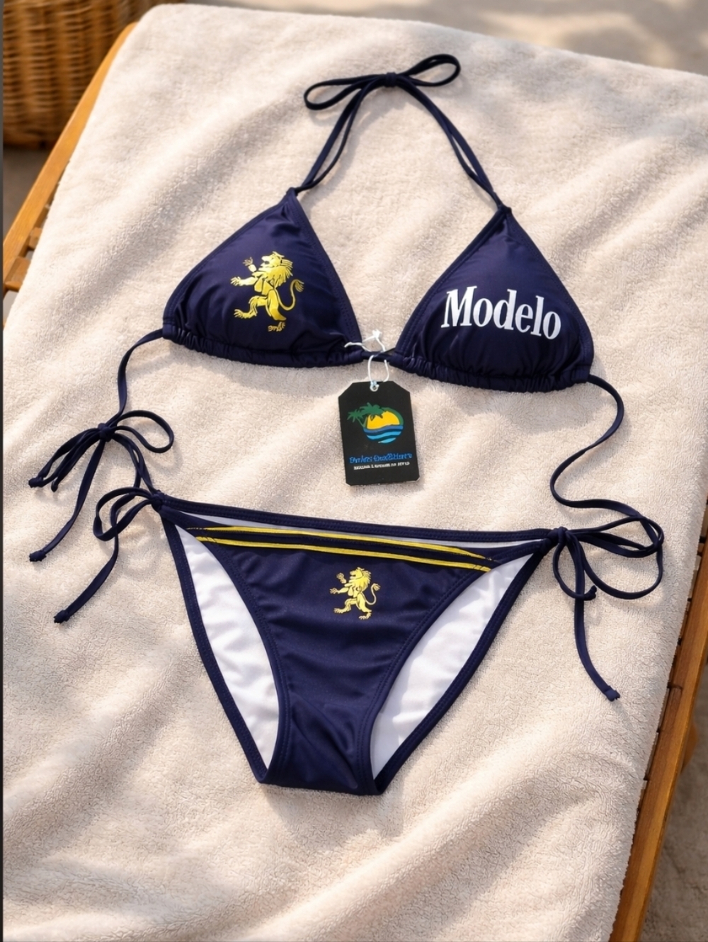 ModelCo Navy & Gold Triangle Tie Bikini - Picture 2 of 6